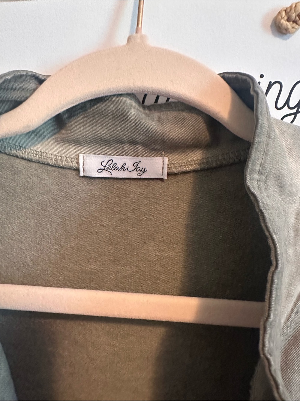 Washed Olive Button-Front Long Jacket - Picture 3 of 3